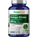 NusaPure Ginkgo Biloba Capsules, 250 mg, 200 Veg Capsules (Non-GMO, Vegan)