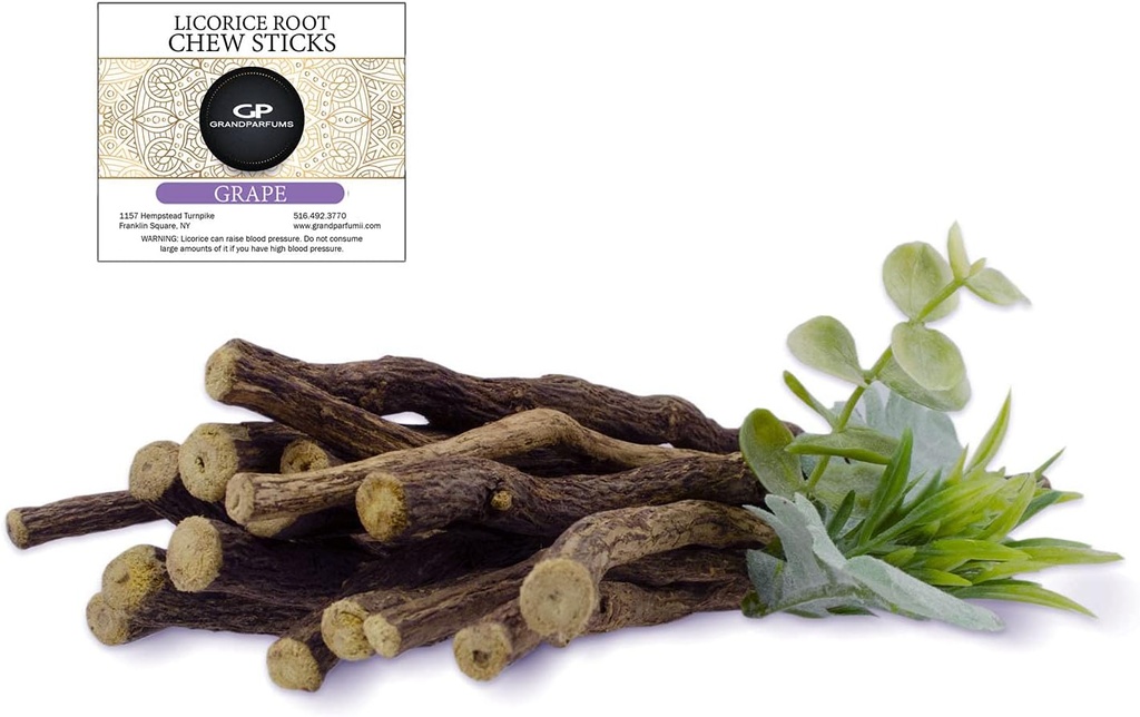 100% Natural Licorice Root Chew Sticks, Grape Flavored, Organic, Help Quit Smoking, Whiten Teeth, Freshen Breath and Suppress Appetite
