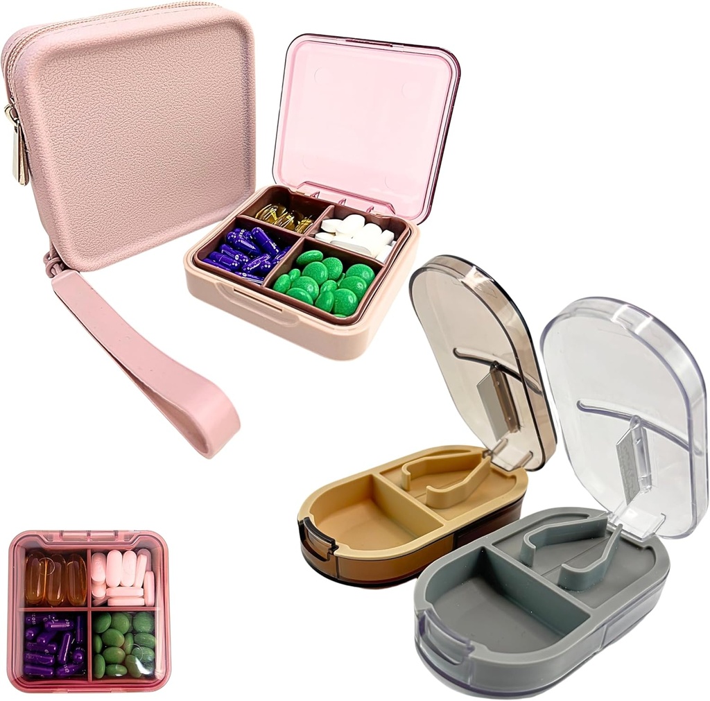 Pill Organizer and Pill Cutter Splitter Set