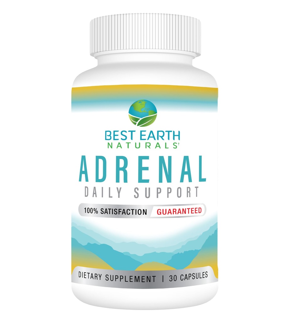 Best Earth Naturals - Adrenal Support for Adults - Holy Basil, B C Vitamins, L-Tyrosine, Rhodiola Rosea Root, Ashwagandha Supplements for Cortisol Manager Support - 30 Day Supply