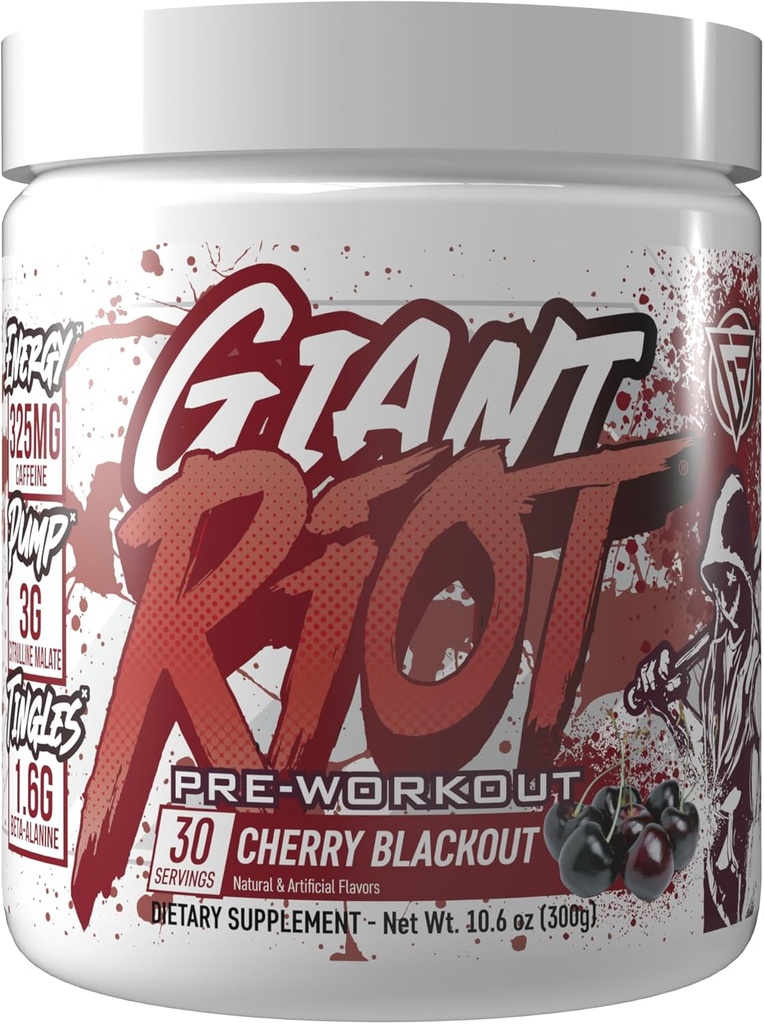 Giant Riot Pre-Workout Powder (30 Servings, Cherry Blackout)