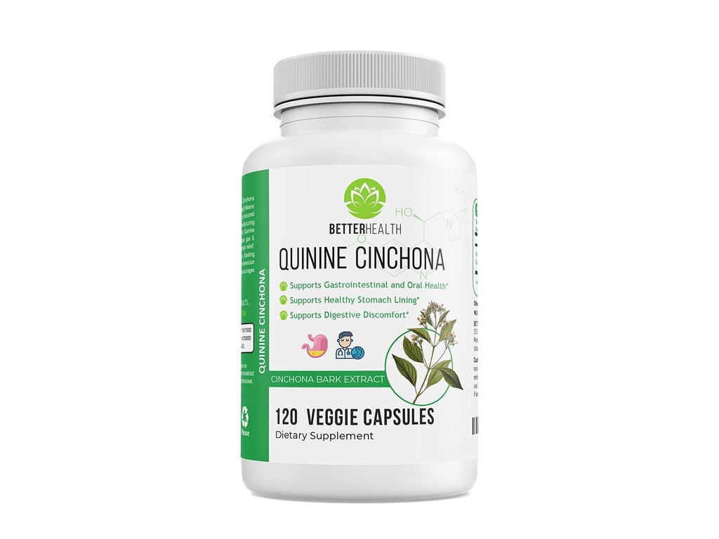 Quinine Cinchona Bark Extract Herbal Supplement for Gastrointestinal and Oral Support, Boosting Immune System, Leg Cramping Relief, Muscle Cramps - 500 mg – 120 Caps
