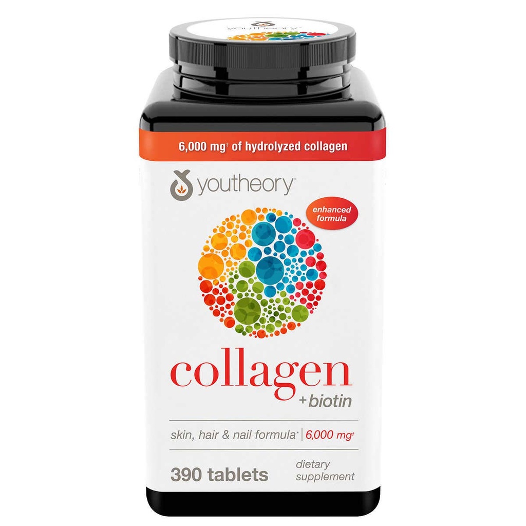 Youtheory Collagen Plus Biotin, 390 Tablets (3 Pack)