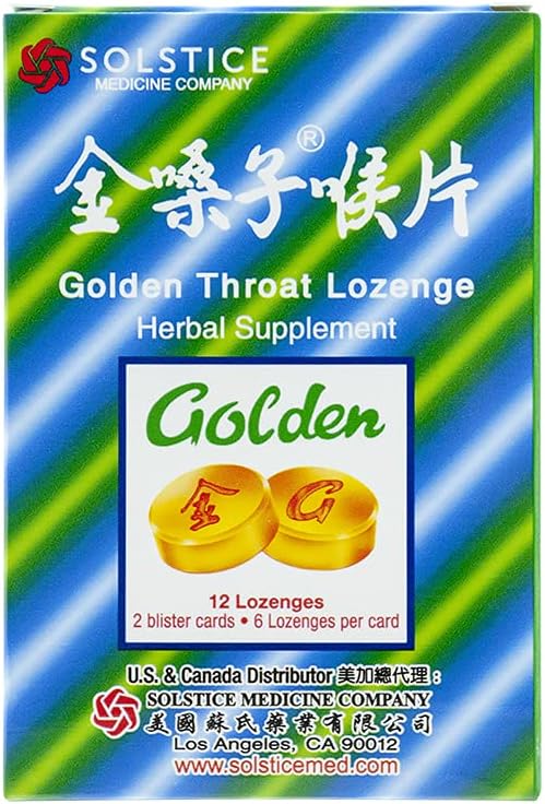 Golden Throat Lozenge Cough Drops (Jinsangzi Houpian) 12 Drops (2g) X 8 Pack