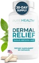 PUREHEALTH RESEARCH Dermal Relief Supplements - for Irritated Skin, Eczema and Dermatitis with L-Histidine, Ashwagandha Root Extract, Rhodiola Crenulata, Vitamin D and E - 1 Bottle - 60 Capsules