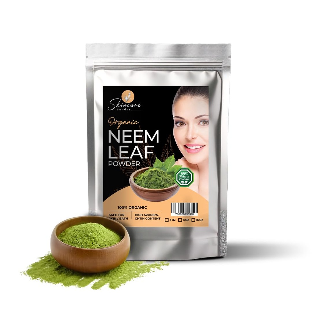 Organic Neem Leaf Powder for Skin, Hair & Bath - Pure & Natural | Enhances Glow – 1 Pound