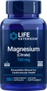 Life Extension Magnesium Citrate 100mg, 180 Veg Caps - Natural Mag Supplement - 100 mg Mineral Support Capsules - Vegetarian, Non-GMO