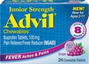 Advil Junior Chewable Ibuprofen Tablets, Grape 100mg, 24 Tablets Each (Pack of 6)