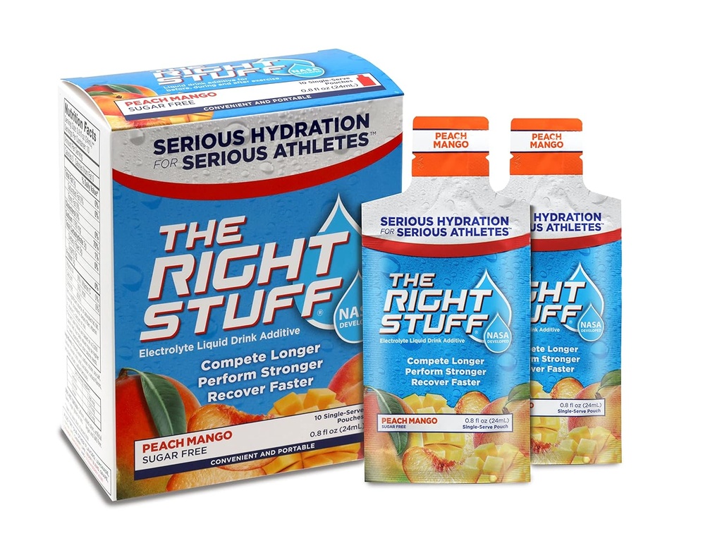 The Right Stuff electrolyte drink concentrate - 10 Pouch Box - Peach Mango