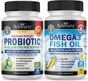 Triple Strength Omega 3 Fish Oil Softgels (1 Month Supply) Plus 40 Billion CFU Daily Probiotic Supplement (1 Month Supply)