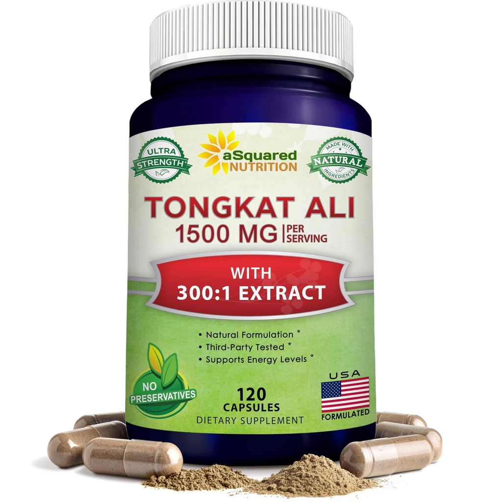 aSquared Nutrition Tongkat Ali 1500mg - 120 Capsules - Longjack (Eurycoma Longifolia) Extract Supplement & Long Jack Root Powder Pills - Tongkat Ali for Men & Women