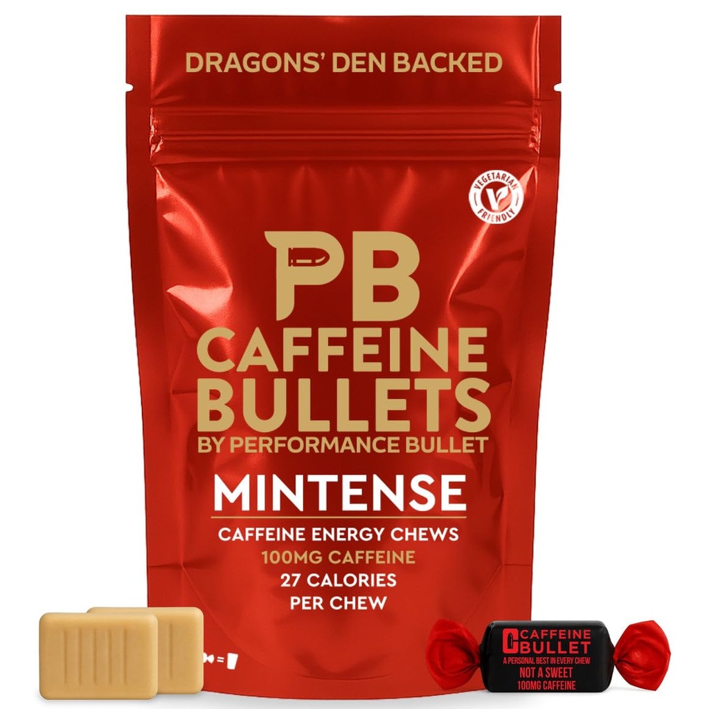 Caffeine Bullet Mint Energy Chews *40 – Faster Boost Than Gels, Tablets and Gum. 100mg Per Serving - Sport Science for Running, Cycling, Gaming & Pre Workout Endurance Kick.