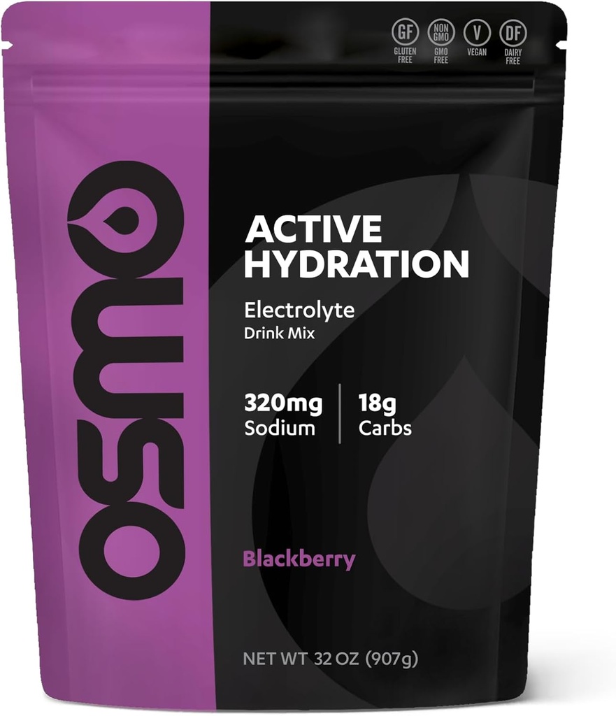 Osmo Active Hydration Electrolyte Powder (2lb Resealable Bag) - Includes Sodium, Magnesium, Potassium, Carbs & Vitamins, Cane Sugar - All Natural Ingredients, 3X Faster Hydration Black Berry