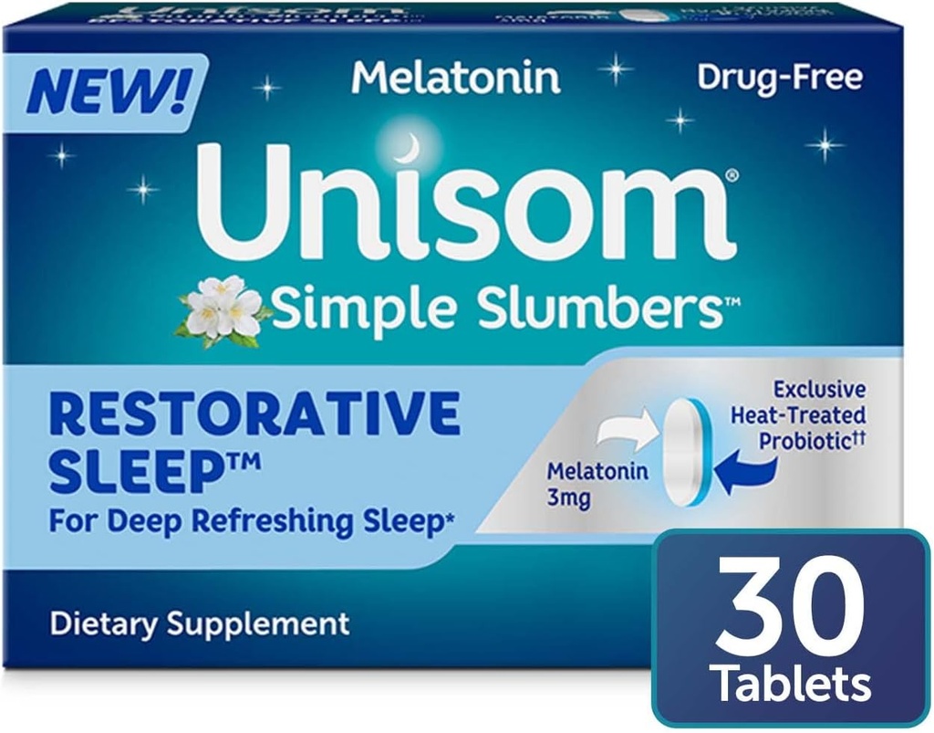 Unisom Simple Slumbers Restorative Sleep Tablets 30-Count, Melatonin 3mg