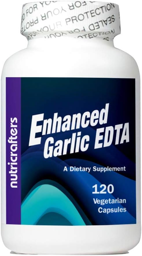 Enhanced Garlic EDTA 120 Capsules - 1000mg High Potency Calcium Disodium EDTA Formula - No Magnesium Sterate or Aluminum Containing Zeolite - 1 Bottle of 120 Capsules
