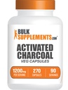 BulkSupplements.com Activated Charcoal Capsules - Activated Charcoal Supplement, from Coconut Shell - Vegan & Gluten Free, 3 Capsules per Serving (1200mg), 270 Count (Pack of 1)
