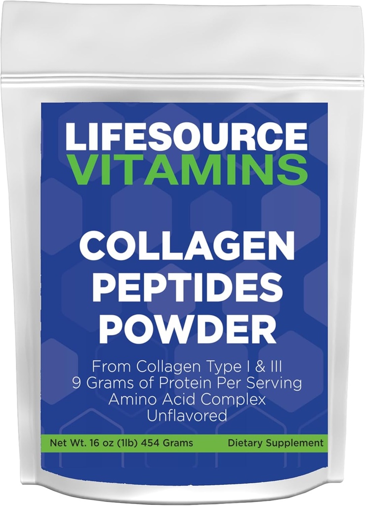 LifeSourceVitamins Collagen Peptides Powder - 45 Servings, Hair, Nail, Skin, Bone & Joint Health, Unflavored, Keto & Paleo Approved
