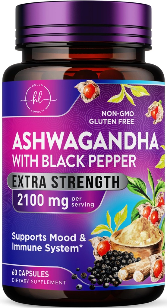 Ashwagandha Supplements for Women - Max Absorption with Black Pepper Extract - Extra Strength Ashwagandha Capsules with Plant Powder & Root Extract - Non-GMO, USA Bottled - 60 Vegetarian Capsules