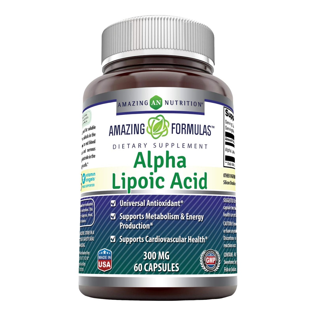 Amazing Formulas Alpha Lipoic Acid 300 mg Capsules Supplement | Non-GMO | Gluten Free | Made in USA (60 Count)