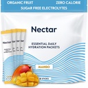 Nectar Hydration Packets - Electrolytes Powder Packets - Sugar Free & 0 Calorie - Organic Fruit Liquid Daily IV Hydrate Sticks for Dehydration Relief & Rapid Rehydration (Mango 18 Pack)