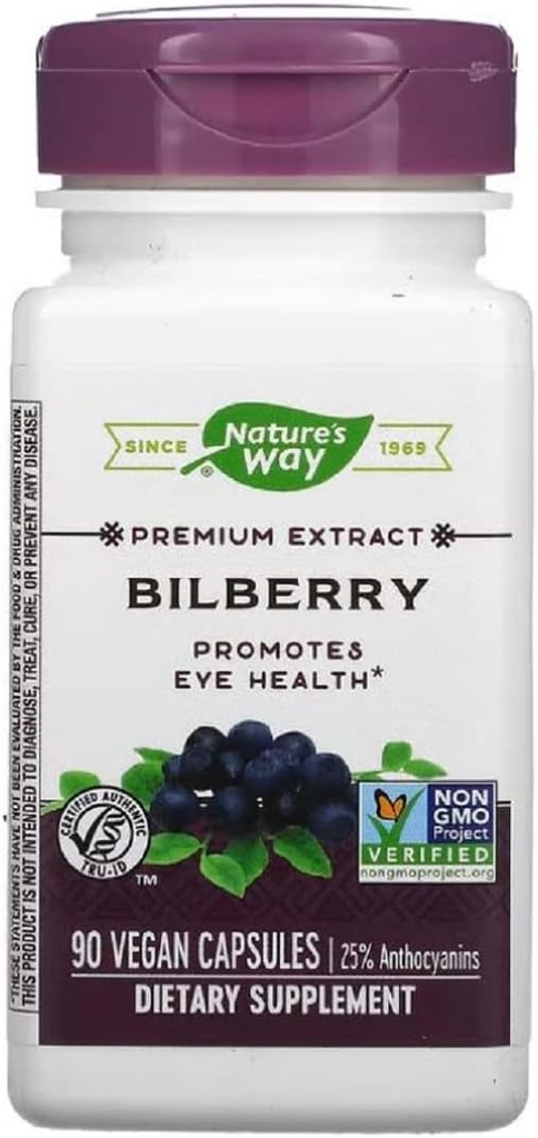 Nature's Way Bilberry Standardized Extract Veg Capsules 90 ea (Pack of 2)