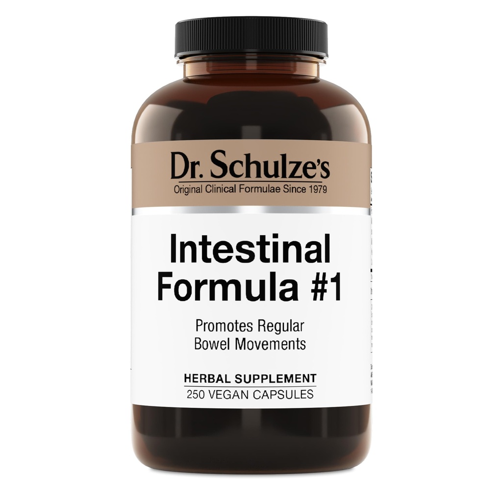 Dr. Schulze's Intestinal Formula #1 - Bowel Movement Supplement for Colon Health Support - Bloating & Constipation Relief - Intestinal Cleanse - All-Natural - Plant-Based - Vegan - 250 Count