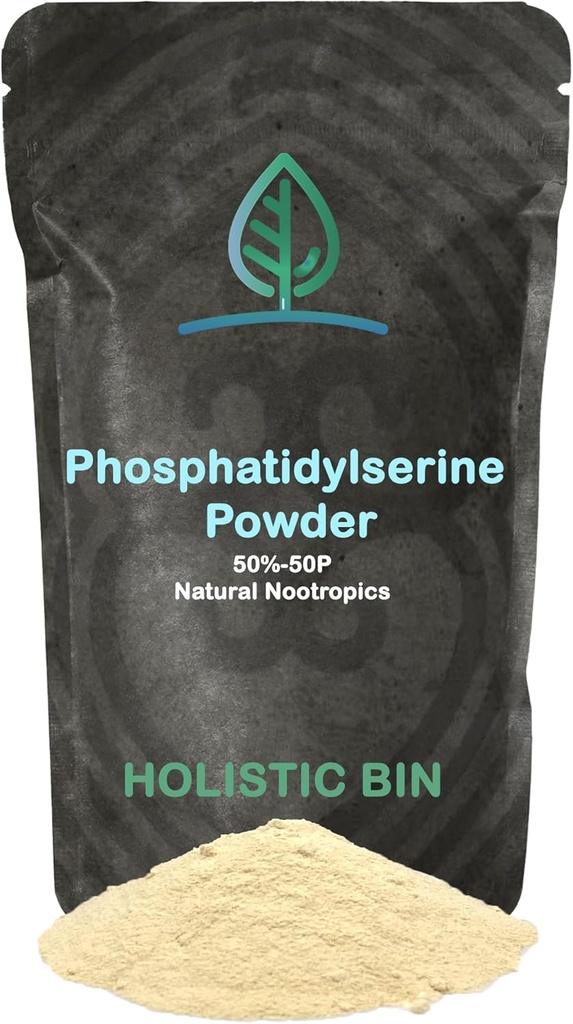 Holistic Bin Phosphatidylserine Powder | Phosphatidylserine Supplement Powder Extracted from Non GMO Soy Lecithin | Nootropics Brain Support Supplement for Memory & Focus