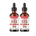 LIQUIDHEALTH USDA Organic Methyl Vitamin B12 Methylcobalamin Liquid Drops with Tart Cherry Juice - Boost Energy, Immune Support, Improve Memory & Concentration - USA Made, Vegan, Non-GMO (2 Pack)