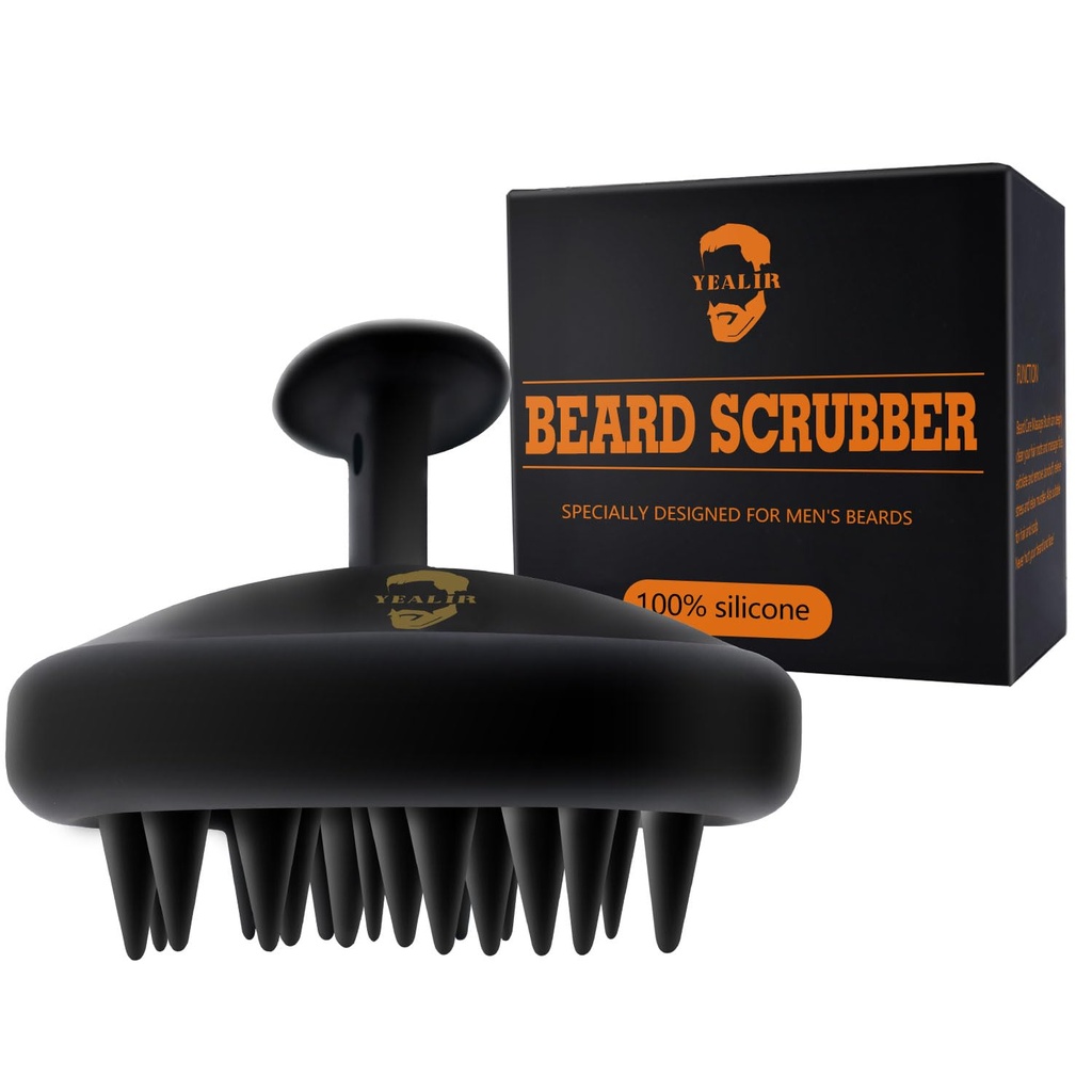 Beard Brush for Men, Silicone Beard Scrubber, Deep Cleans, Hair & Beard Exfoliator Helping Beard Shampoo Better Clean the Beard, Good Helper for Beard Oil - Eco & Reusable