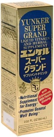 Yunker Super Grand, Liquid Vitamin & Herbal Supplement, nergy Herbal Supplements, Herbal Energy Boost, Reduces Physical Fatigue and Tiredness, 2.02 Fl oz, Made in Japan