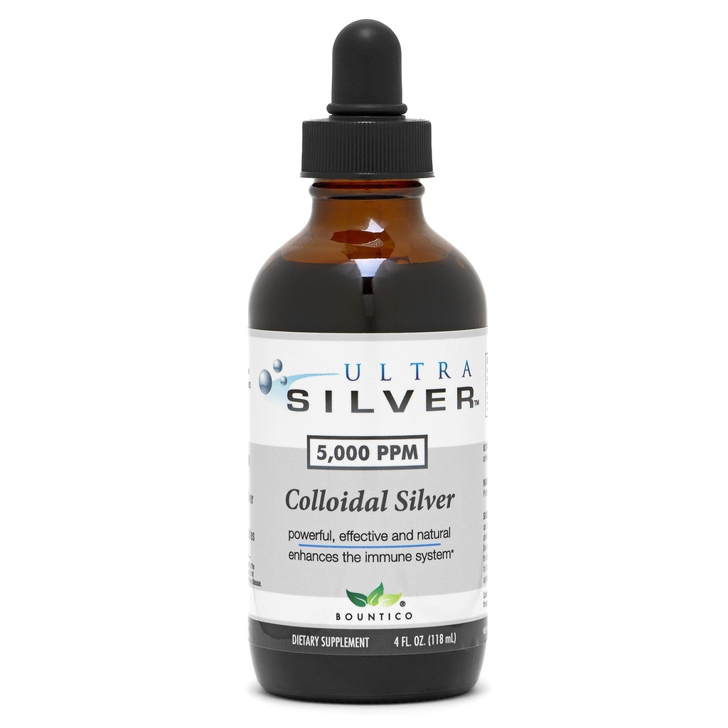Ultra Silver® Colloidal Silver | 5,000 PPM, 4 Oz (118mL) | Mineral Supplement | True Colloidal Silver - with Dropper