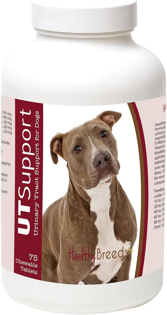 Healthy Breeds Pit Bull Cranberry Chewables - UT Support - Effective in Helping Fight Harmful Bacteria & Prevent Infection in Your Dog's Bladder - 75 Count