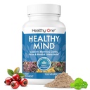 Healthy Mind - Safe for Teens - Brain Fog - Cognitive Function - Concentration - Focus - Neural Optimization - Mood - Ginkgo Biloba - Ginseng - Rhodiola - Bacopa - Gotu Kola - Green Tea - 120 Count