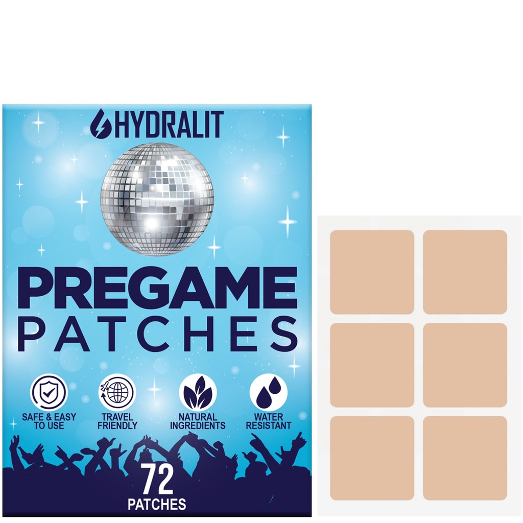 Happy Hour Hangover Patches Party Aid Hydration Drinking Relief Alcohol Recovery Patch Long-Lasting Natural Formula Better Mornings After Night Out Wake Up Refreshed Pregame 72 Pack