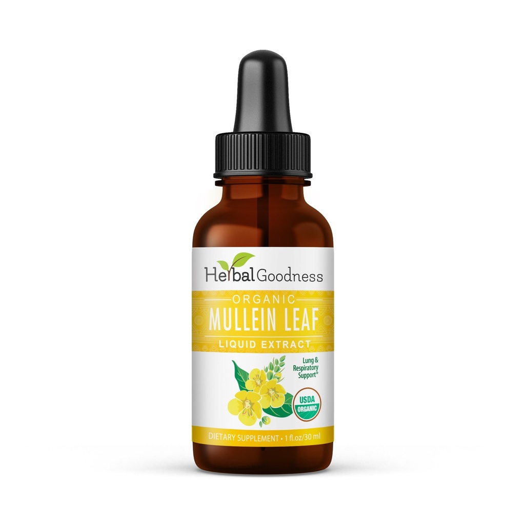 Herbal Goodness Mullein Leaf Extract - Mullein Drop for Lungs Detox, Herbal Expectorant and Antioxidants Properties for Respiratory & Digestive Health - Mullein Tincture 1oz