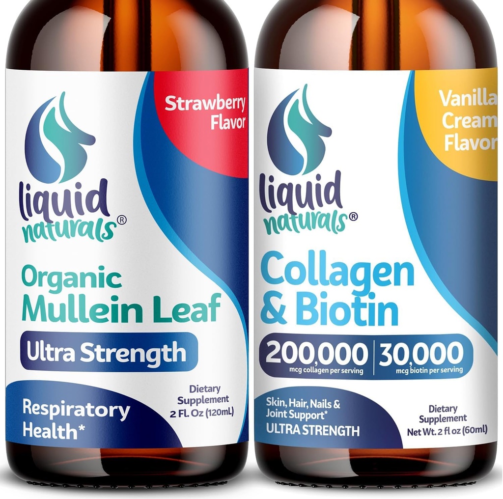 Wellness LABSRX Mullein Leaf Drops for Lungs, 2 Fl. Oz - Liquid Collagen and Biotin, 2 Fl. Oz