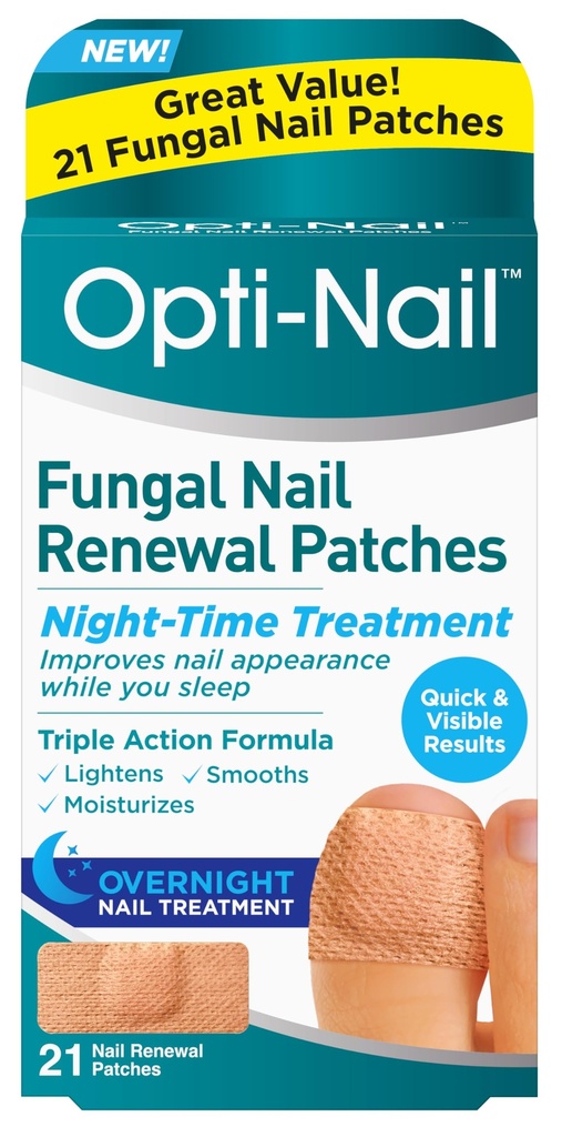 Opti-Nail Fungal Nail Renewal Patches - 21 Patches, Night-Time Treatment Improves Nail Appearance While You Sleep