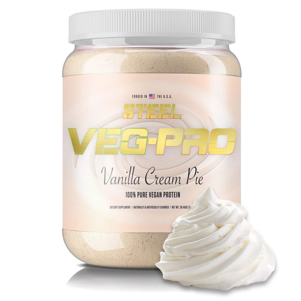 Steel Supplements Veg-PRO Vegan Protein Powder, Vanilla Cream Pie, 1.65lbs | Plant-based, dairy free, gluten free formula with 20g protein, BCAA essential amino acids, pea isolate, low-carb, 25 Servings