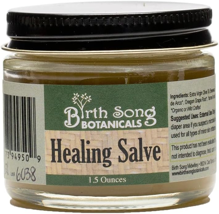 Birth Song Botanicals Herbal Healing Salve First Aid Ointment, Herbal Skin Irritations Salve, 1.5oz Jar