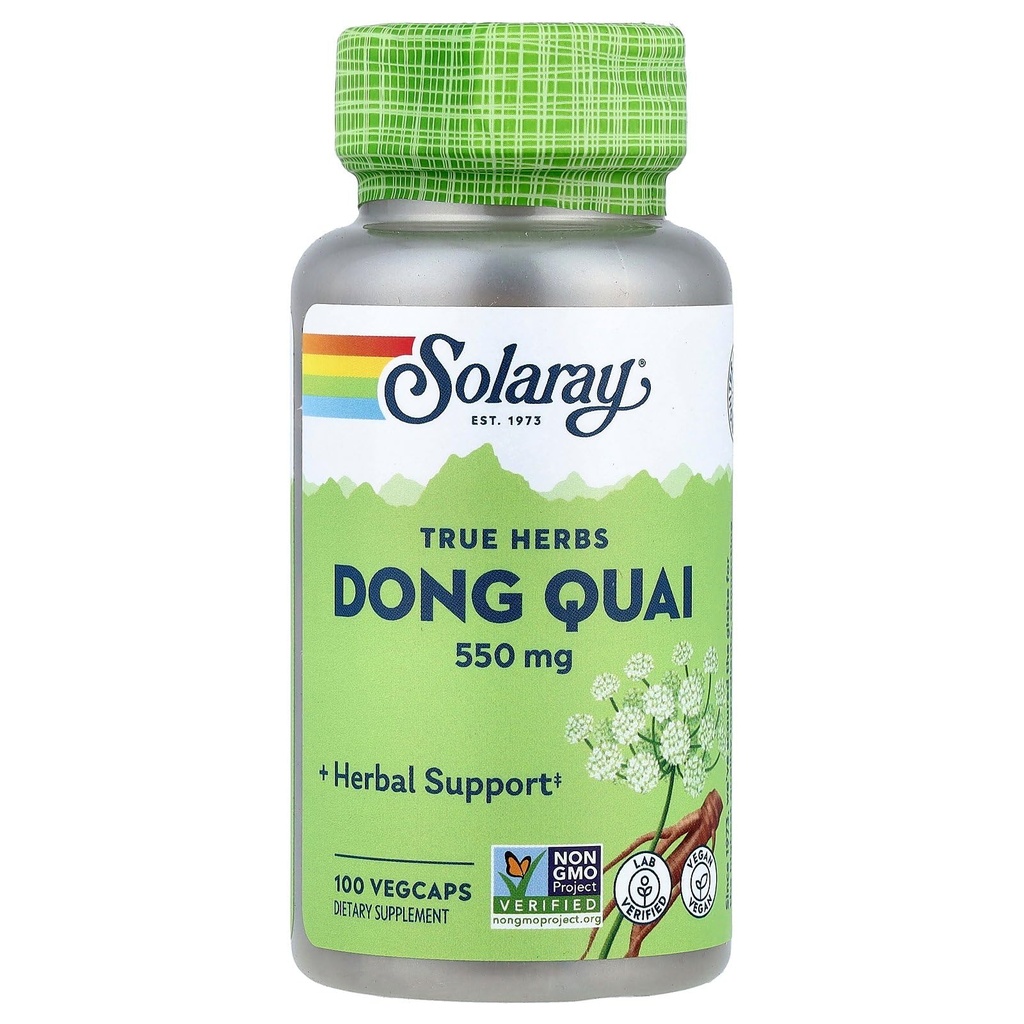 SOLARAY Dong Quai Root 550mg | Healthy Menstrual & Menopausal Support | Womens Health Supplement | Whole Root | Non-GMO, Vegan & Lab Verified | 100ct