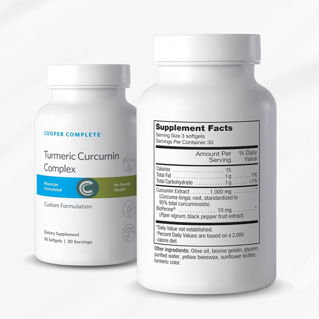 Cooper Complete - Turmeric Curcumin Complex with BioPerine 90 Softgels. Pack of 1