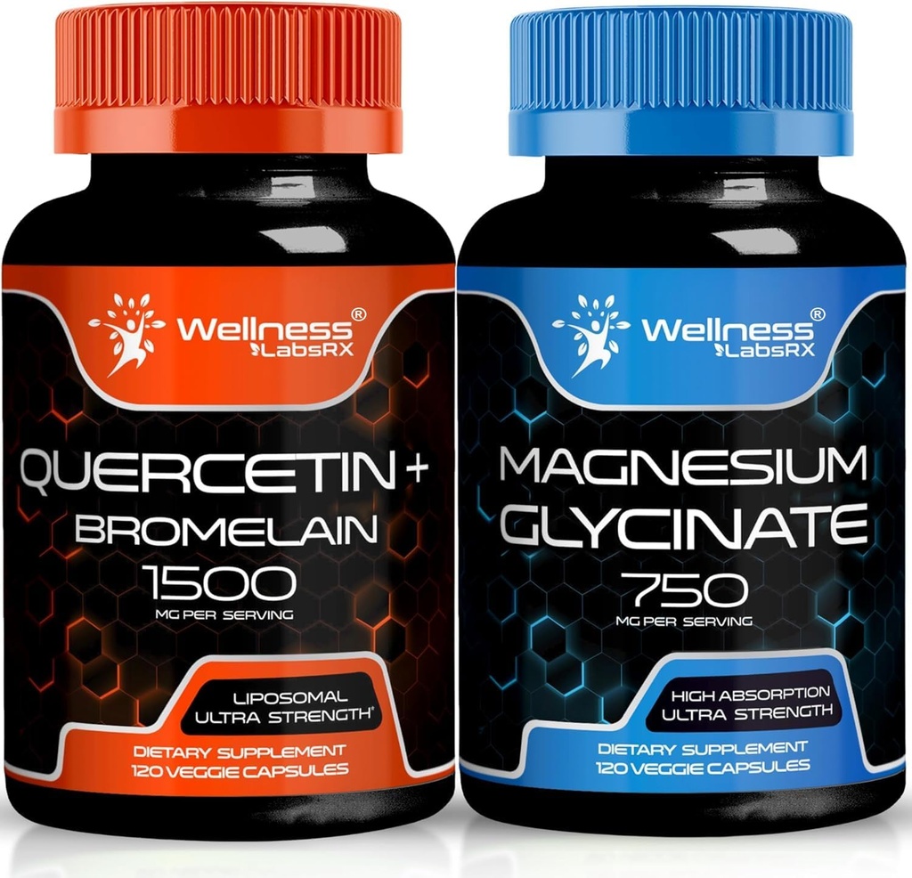 WELLNESS LABSRX Quercetin with Bromelain | Magnesium Glycinate Capsules