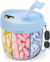 Cute Pill Dispenser with 7 Large Compartments, Portable Pill Bottle Organizer with Wide Opening for Easy Use, Anti-Mix Pill Organizer for Travel, BPA-Free Pill Container, Blue