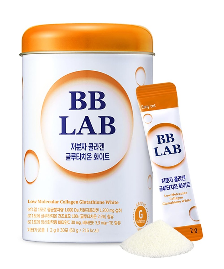 BB LAB Collagen Glutathione White, Low Molecular Korean Stick Supplement, Fish Peptides, Vitamin C, Vitamin E, Glutathione, Fast abosorption, Orange Flavor