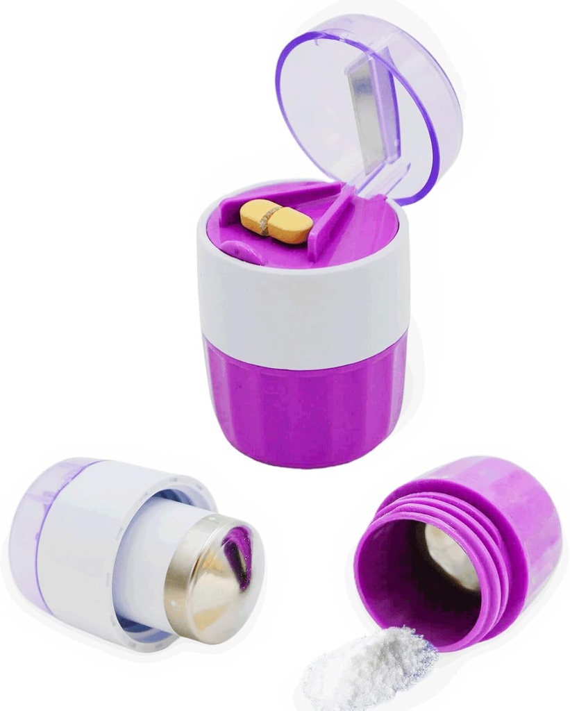 KIRIYUUK Pill Crusher and Grinder, Crushes Multiple Tablets to a Fine Powder, Stainless Steel, Perfect for Travel, Ablet Pulverizer Suitable for Travel,Great Feeding Tube use and Pets, Daily Usage