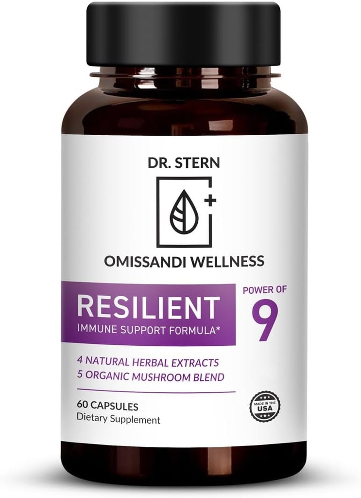 BIO-Essentials, Resilient - Natural Immune System Support - Dr. Formulated to Boost Your defenses - W/Organic Mushroom Blend, Echinacea, Astragalus, Oregano & More - Vegan - Made in USA- 60 Capsules