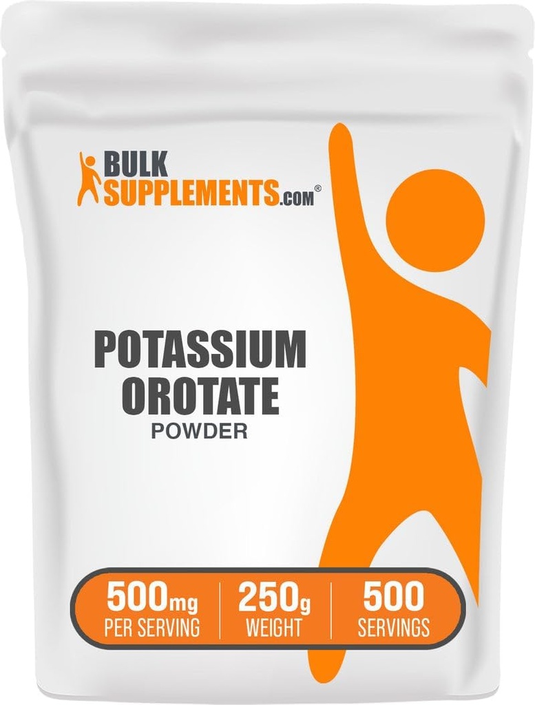 BulkSupplements.com Potassium Orotate Powder - Potassium Supplement, for Hydration Support, Mineral Supplement - Gluten Free, 500mg per Serving, 250g (8.8 oz) (Pack of 1)