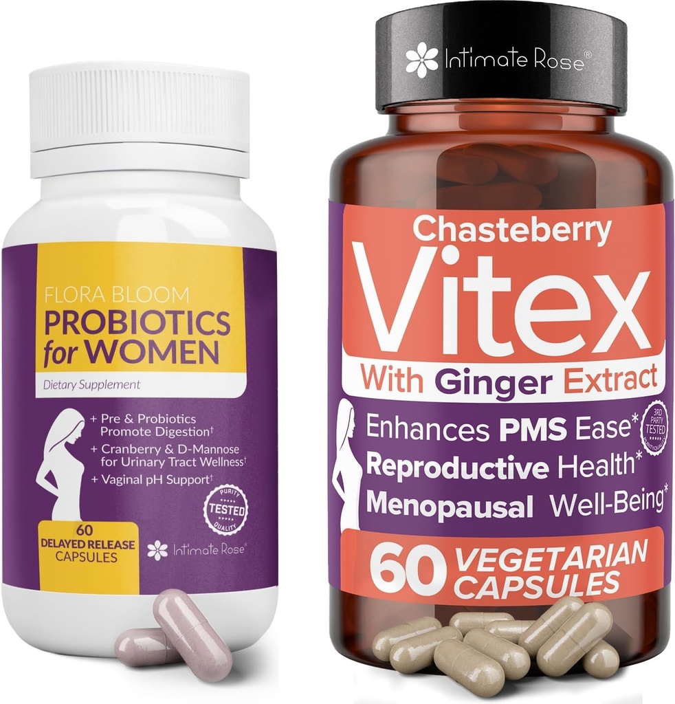 Intimate Rose Save 10% on Vaginal Probiotics for Women - 60 Counts & Vitex Chasteberry Supplement for Women - 60 Capsules