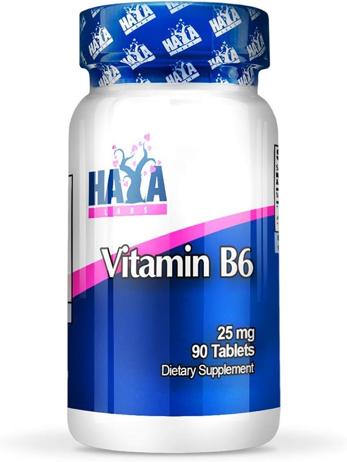 HAYA LABS Vitamin B6 / 25mg. / 90 Tabs. Energy and Healthy Immune System, Energy & Performance Support, Metabolism of Carbohydrates