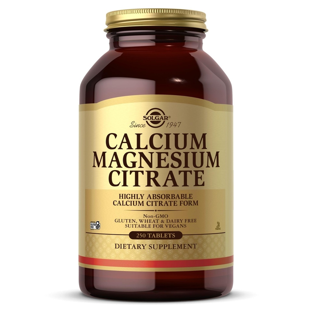 Solgar Calcium Magnesium Citrate, 250 Tablets - Supports Healthy Bones & Teeth - Musculoskeletal & Nervous System Support - Highly Absorbable - Non-GMO and Vegan - 50 Servings